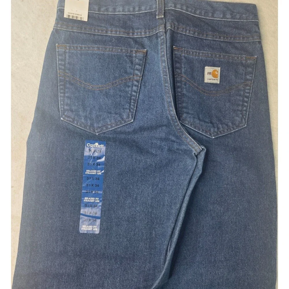 Carhartt FRB160 DNM Jeans Mens 31x34 FR Flame Resistant Relaxed Straight NWT
